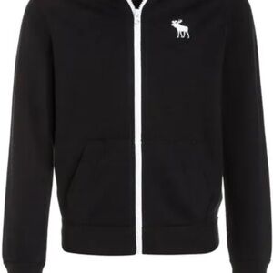 Abercrombie Kid’s Black Zip-Up hoodie with white Logo
